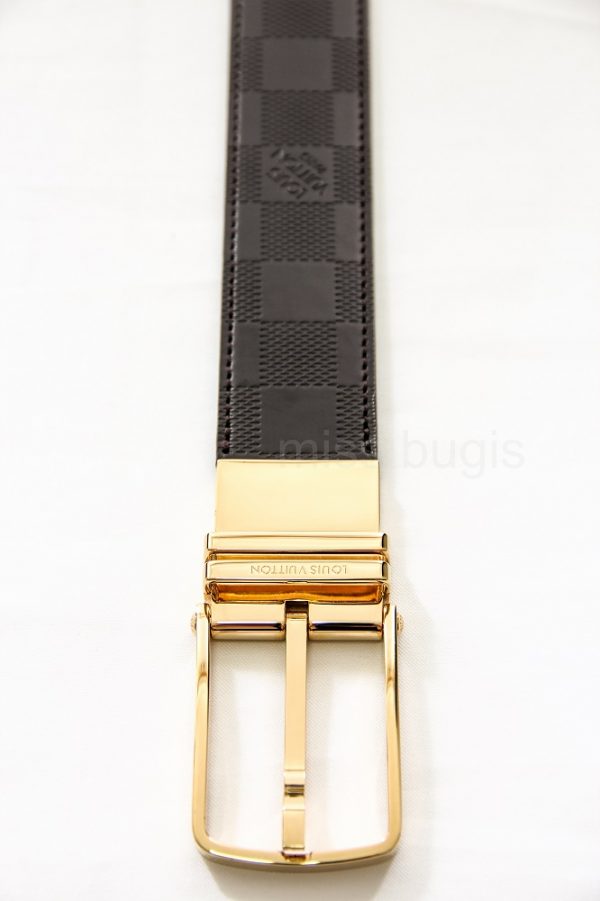 Louis Vuitton Boston Glazed Dark Brown Calf Leather Reversible Belt 90/36 -  Miss Bugis
